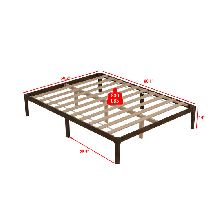 Solid Wood Platform Bed Frame With Slats, No Box Spring Needed, 800 Lbs Weight Capacity, Available In Natural And Walnut Finish