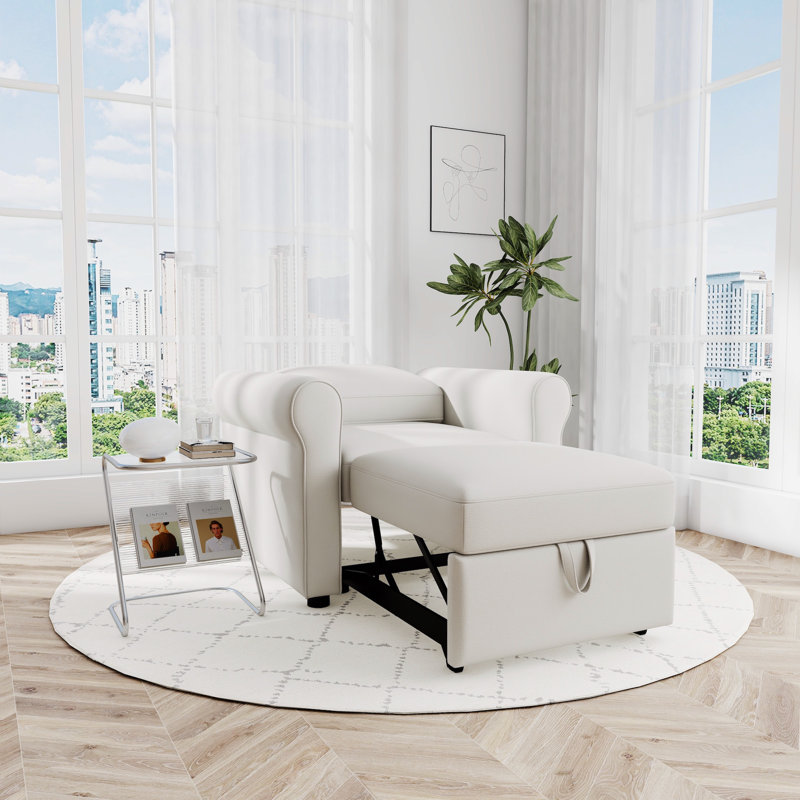 Fauteuil convertible 3 en 1, Crème, crème