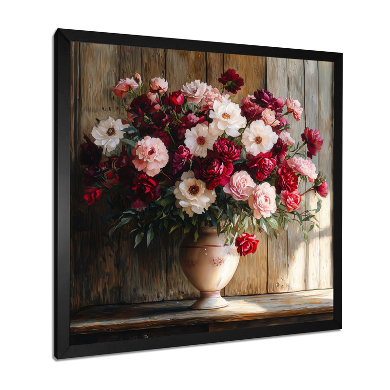 «Rustic Romance Bouquet Of Roses II», art mural assorti, Reproduction encadrée d'une seule photo, Noir, noir, noir, noir