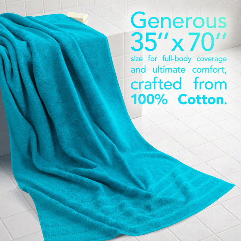 Darcelle 100% Cotton 35x70 Jumbo Large Bath Sheet, Aqua Blue