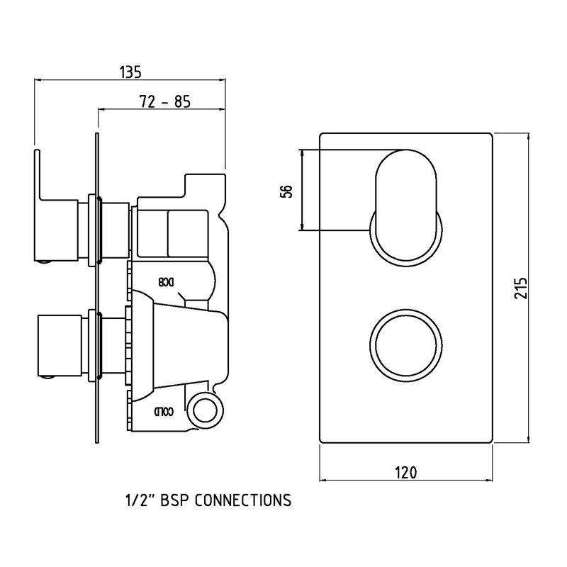 Reign Double Concealed Thermostatic Shower Valve