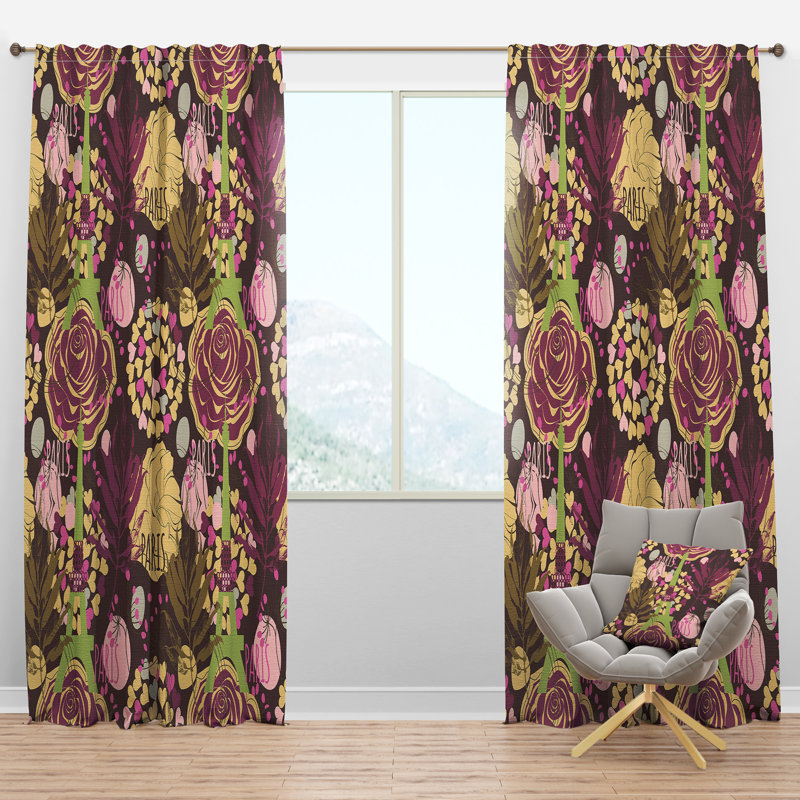 Panneau de rideau simple semi-diaphane avec passe-tringle Paris Eiffel, l 52 po x L 120 po