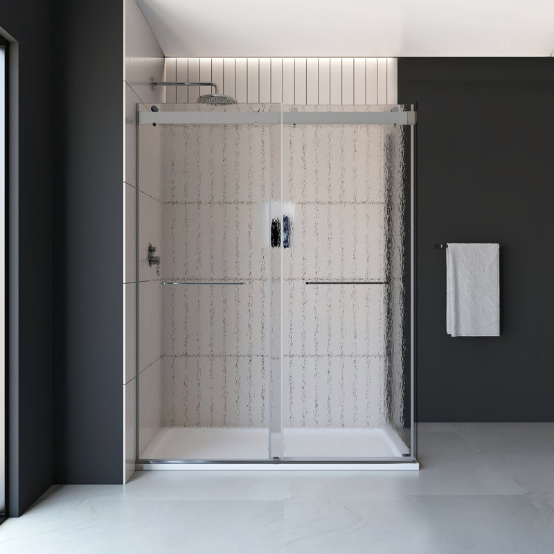 Molly 48" W X 36" D X 76" H Frameless Shower Door Rectangular Shower Kit With Rain Drop Glass Finish, Left, Chrome