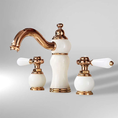 Robinet pour salle de bain à deux poignées Tours de BathSelect - conception classique, corps en laiton massif, noyau de valve en céramique
