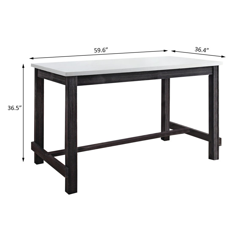 Philemond Rectangular Marble Top with Solid Wood Base Dining Table