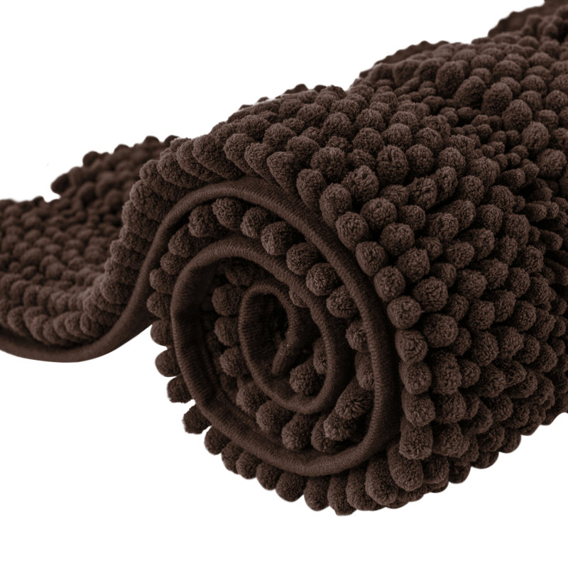Tapis pour salle de bain en chenille douce Chenault, l 20 po x L 32 po, Café