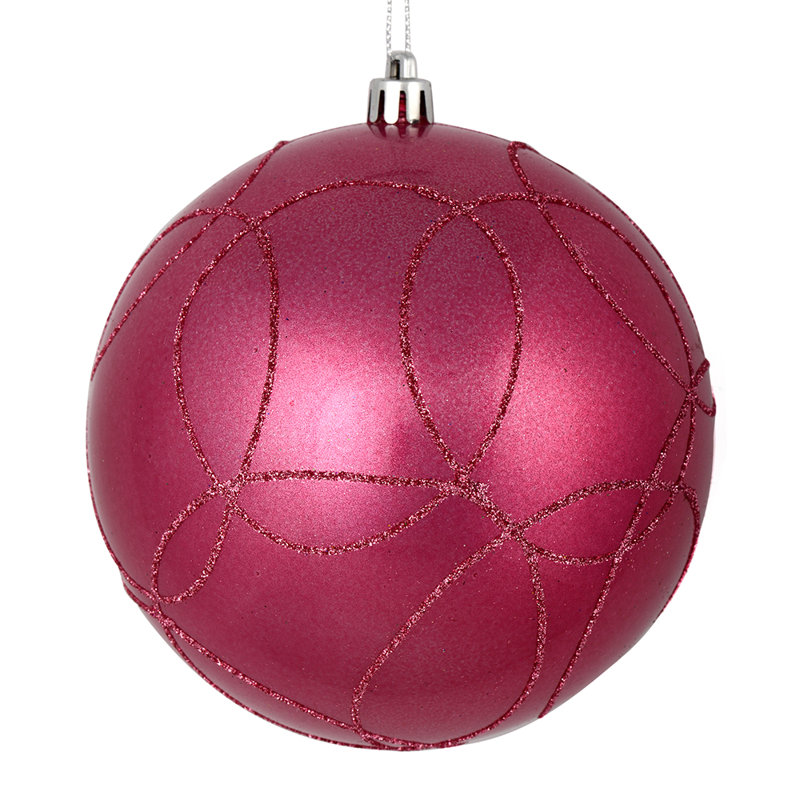 Ornement de bonbons avec motif de paillettes circulaires, Mauve, H 4 po x l 4 po x P 4 po
