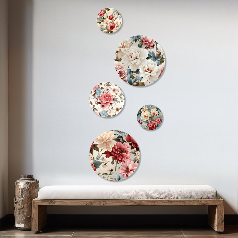 Ensemble de 5 pivoines roses et roses