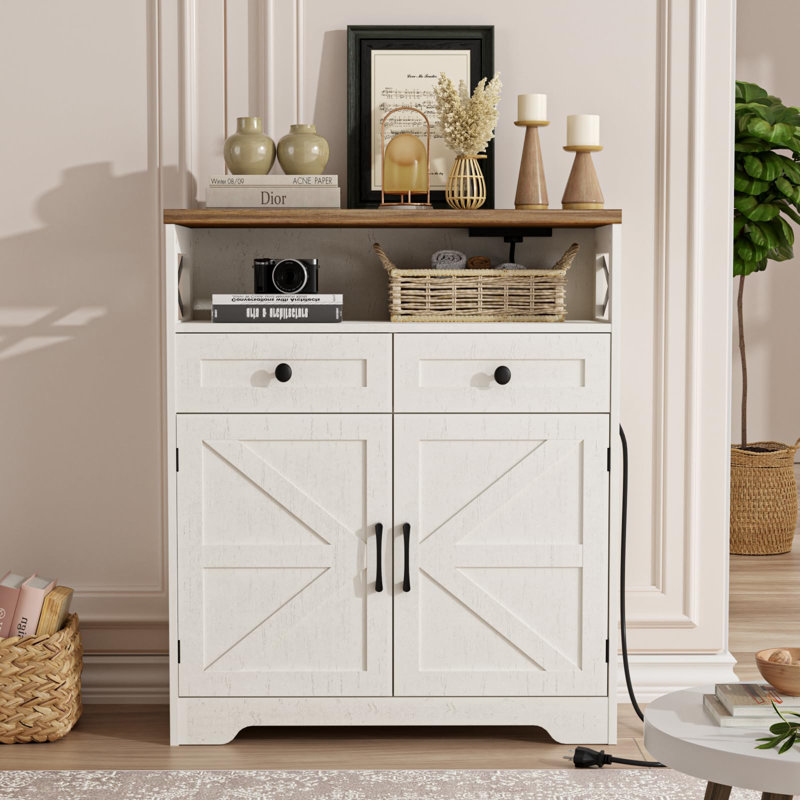 31.5" Sideboard Buffet Cabinet With Storage, White