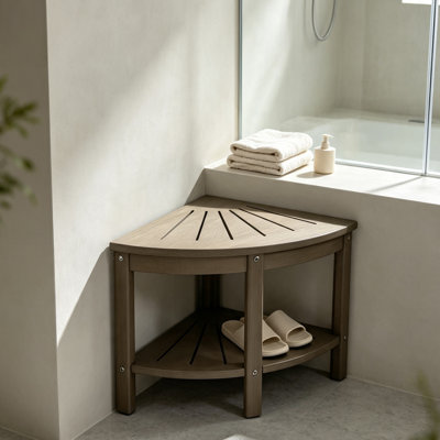 15.75" Hdpe Corner Shower Bench Seat,shower Seat