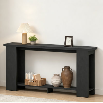 Console Farmhouse avec plateau supérieur et tablette inférieure épaissie, table d'entrée étroite pour le couloir et le salon