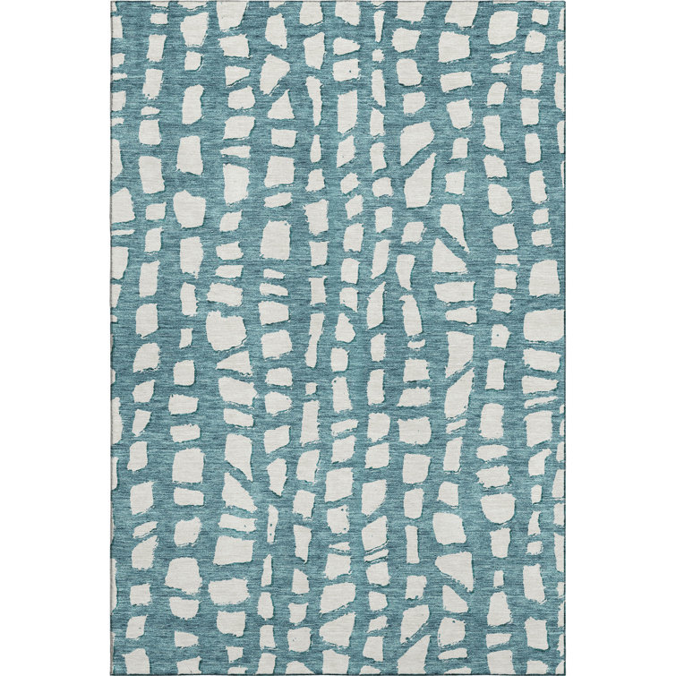 Premium Machine Washable Prisco Teal Rug