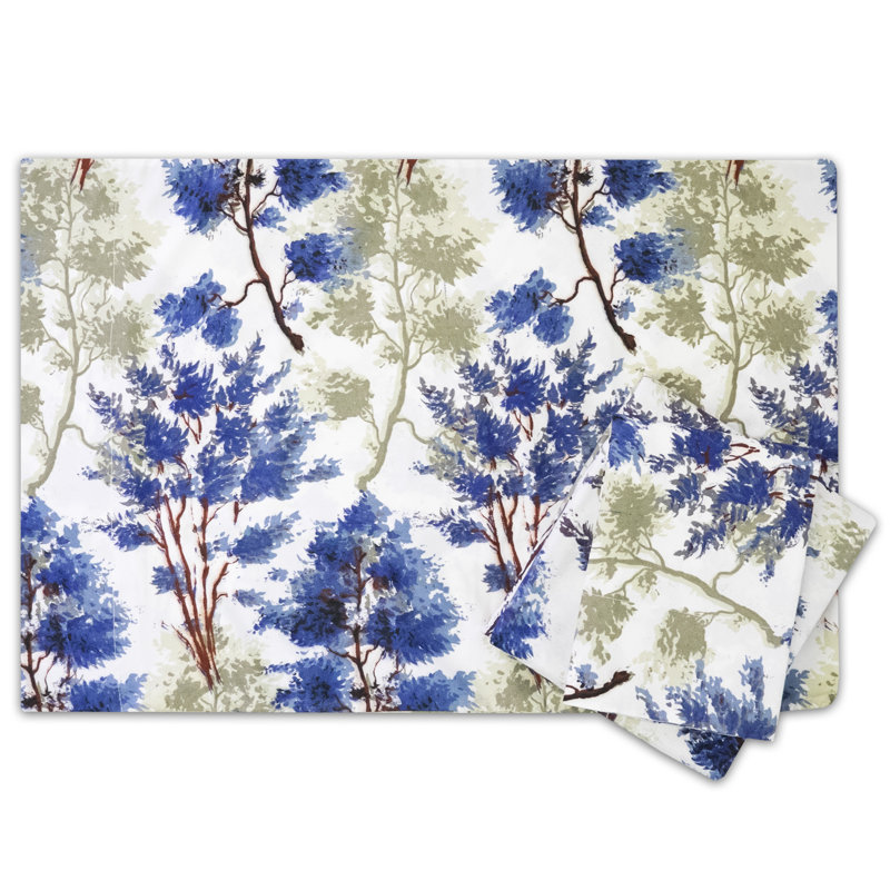 Florence Floral Printed Microfiber Sheet Set, Queen