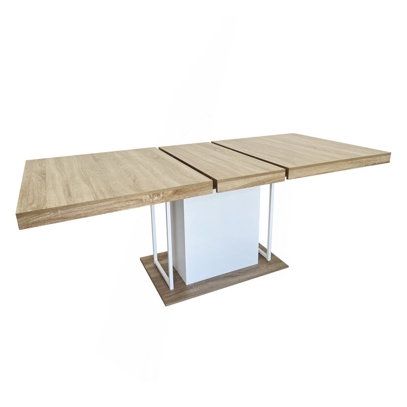 Rectangle Extendable Dining Table For 6-10 People Aged Effect Wood 160-200 Cm, Oak/White