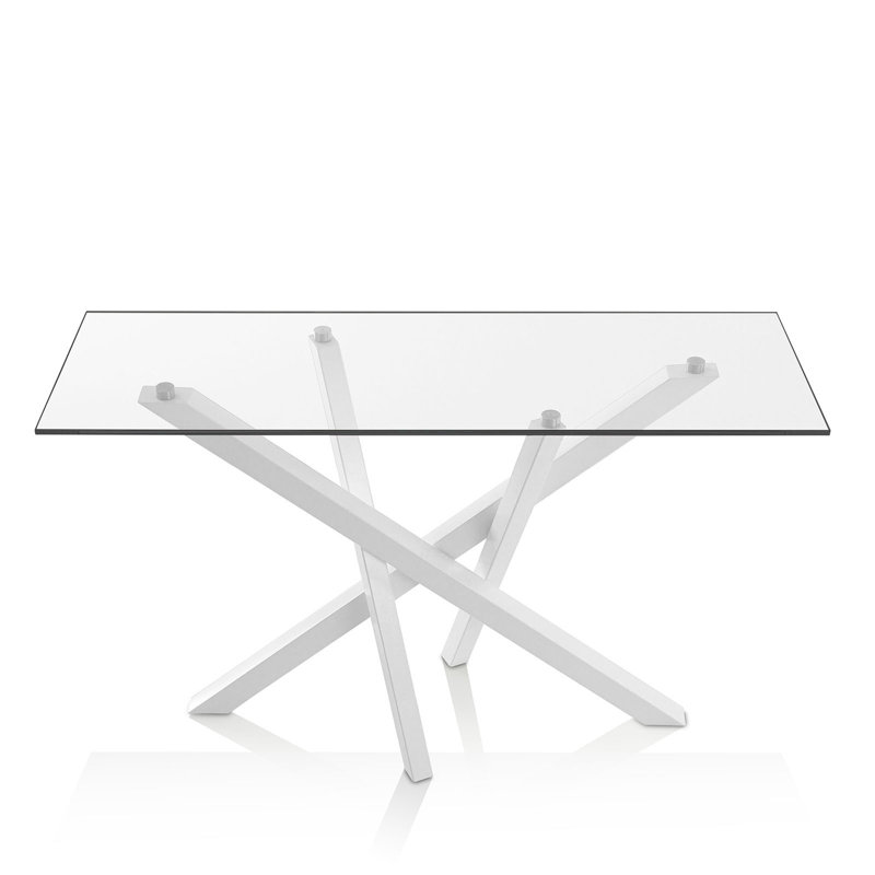 Goree 120cm Glass Top Console Table, White Matt