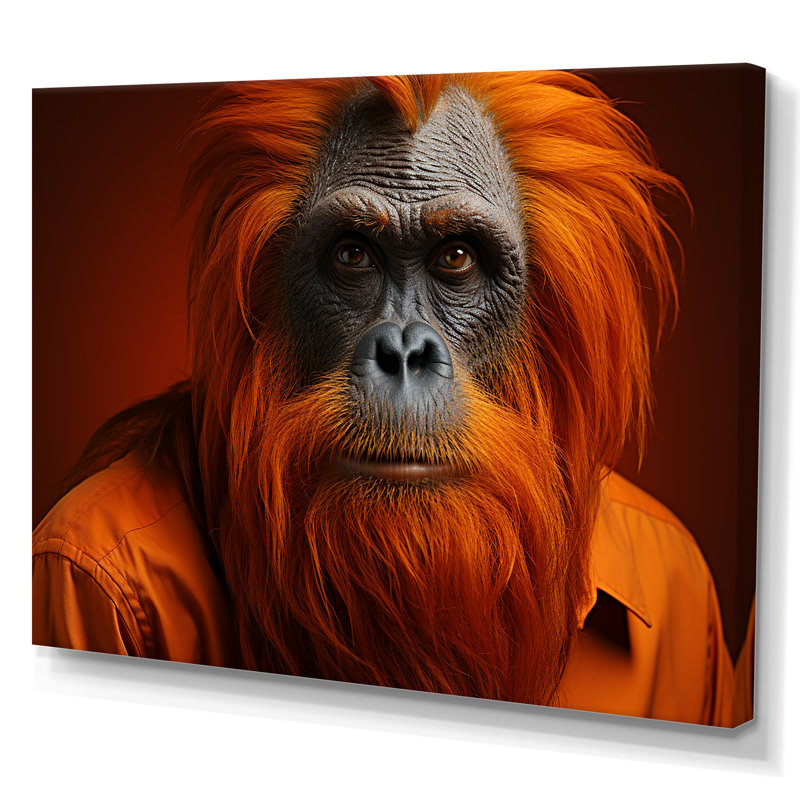 Singe orang-outan en costume tendance, Toile tendue, H 34 po x l 44 po x P 1,5 po
