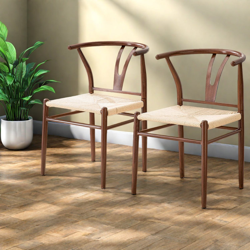 Chaises de salle à manger confortables, style Mid-Century tissé en métal pour la cuisine
