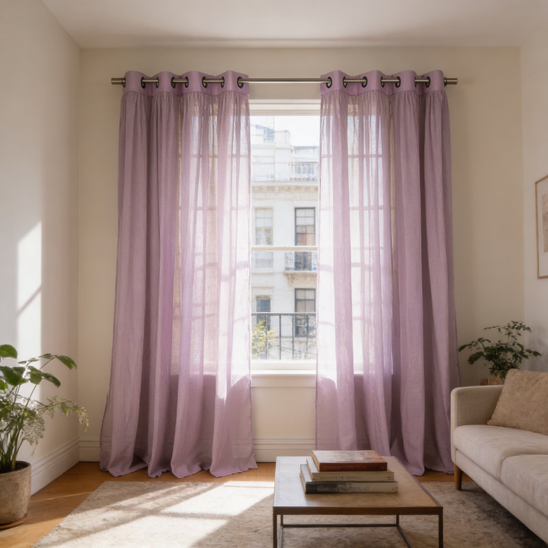 Rideaux semi-transparents avec œillets , L 52 po x L 84 po, Orchidée