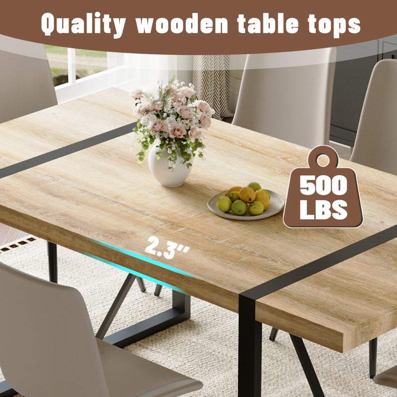 71" Modern Rectangular Dining Table Set, 7, Black/Gray