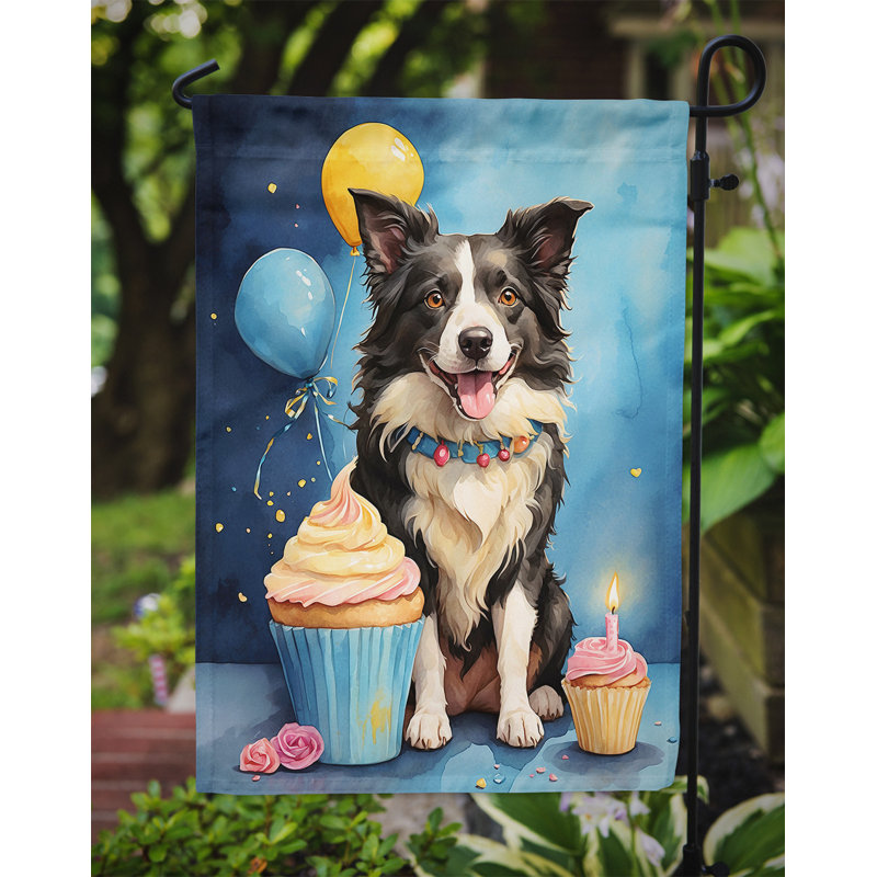Drapeau de jardin «Happy Birthday», Border Collie