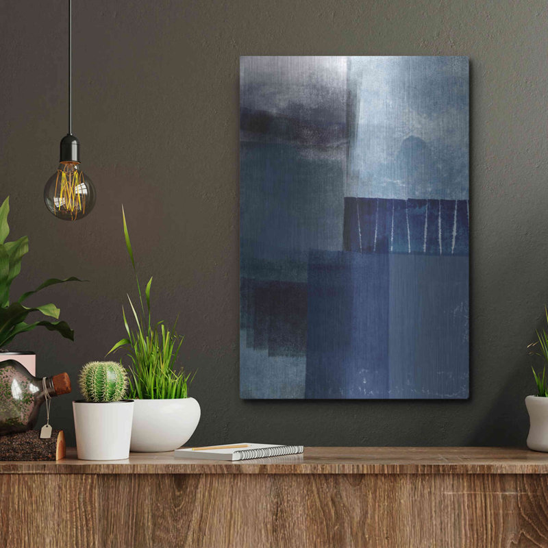 «Blue Abstract I» par Linda Woods, H 16 po x l 12 po