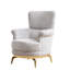 Meuble de salon moderne 3 pièces en crème, chenille douce, détails dorés et soutien lombaire gris, 2 options, structure en bois, accoudoirs roulés, conçu pour une assise confortable