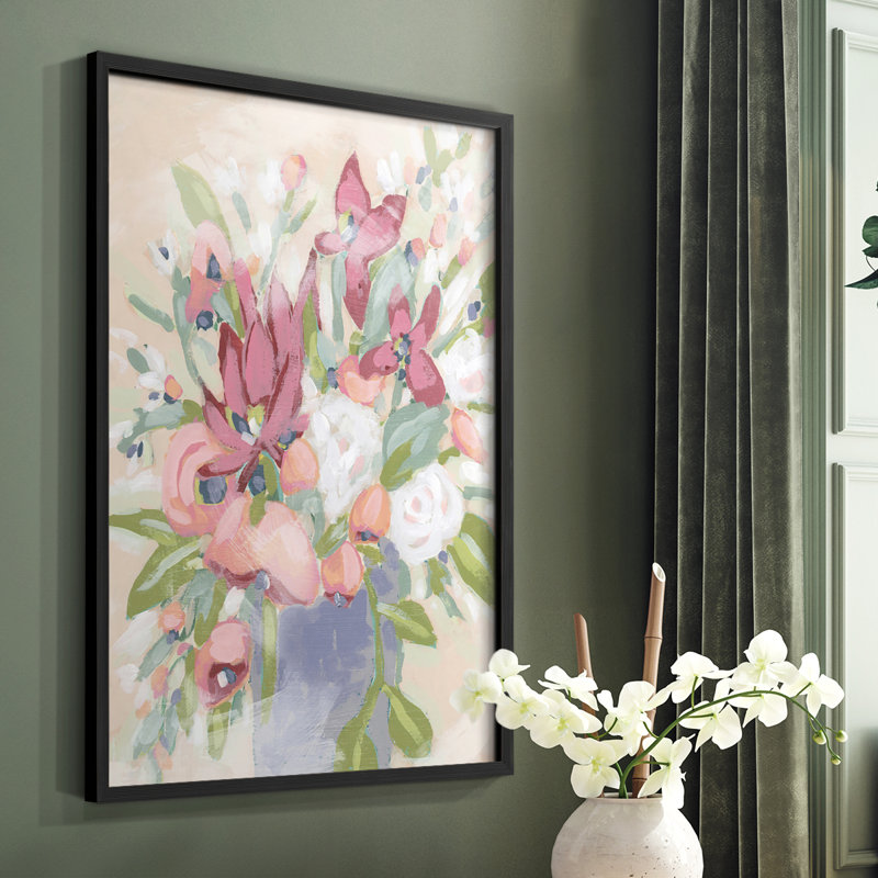 Blush Array I Framed Print - Solid Wood, Black, 10" H x 8" W