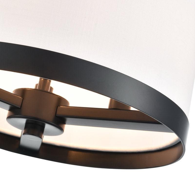 Paynter - Luminaire suspendu - Finition noire - Abat-jour en tissu blanc coquille d'œuf doux, 3 lumières
