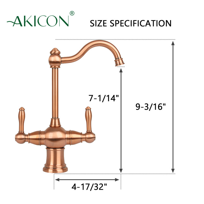 Two-Handles Copper Drinking Water Filter Faucet, Dual Lever Hot and Cold Water Faucet