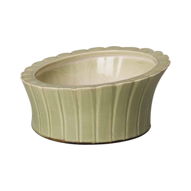 Bol décoratif ovale en céramique gris/vert Chrisman