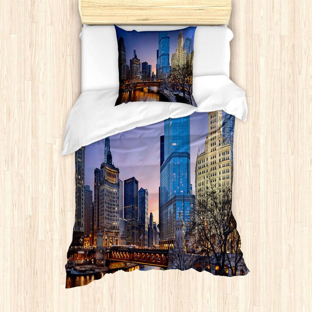 Bettbezug Set, Chicago River Scenery, Landschaft, Mehrfarbig