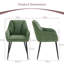 Modern Fabric Upholstered Dining Chairs with Arms, Curved Back & Black Metal Legs, Accent Arm Chairs for Dining Room Kitchen-1299878739