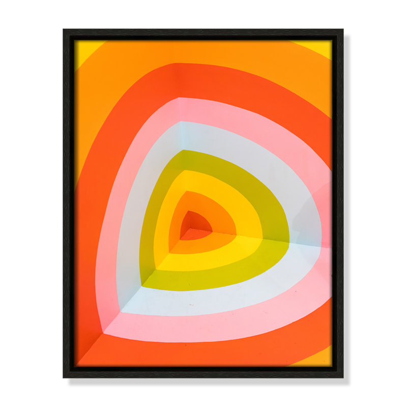 Imprimé Sherbet Bullseye par Jason Leung, Pas de tapis, H 15,5 po x l 12,5 po x P 2 po, Cadre flottant espresso