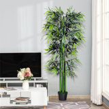 70.75'' Faux Moss Tree in Cement Pot
