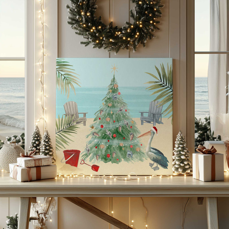 Beachside Christmas I, reproduction d'art sur toile dans un cadre, Toile tendue, H 24 po x l 24 po x P 1,25 po