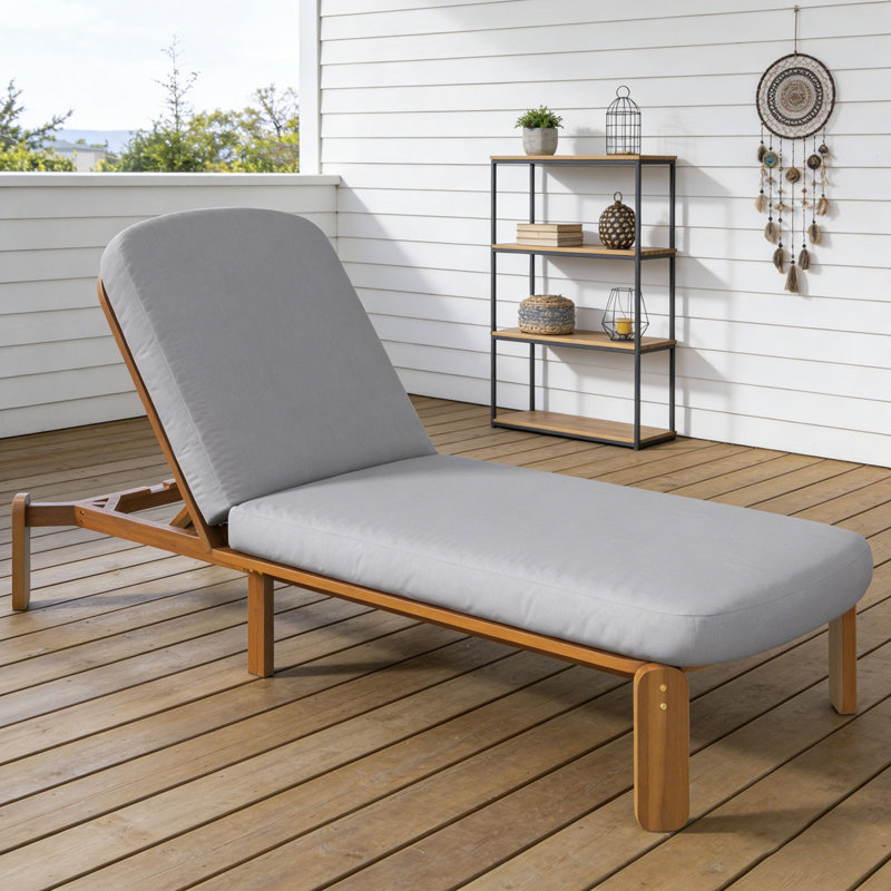 Outdoor Chaise Lounge Adjustable Patio Chaise, Grey