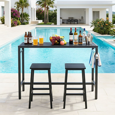 Table de bar d'extérieur de 39 po de hauteur, plateau en composite avec ouvre-bouteille intégré