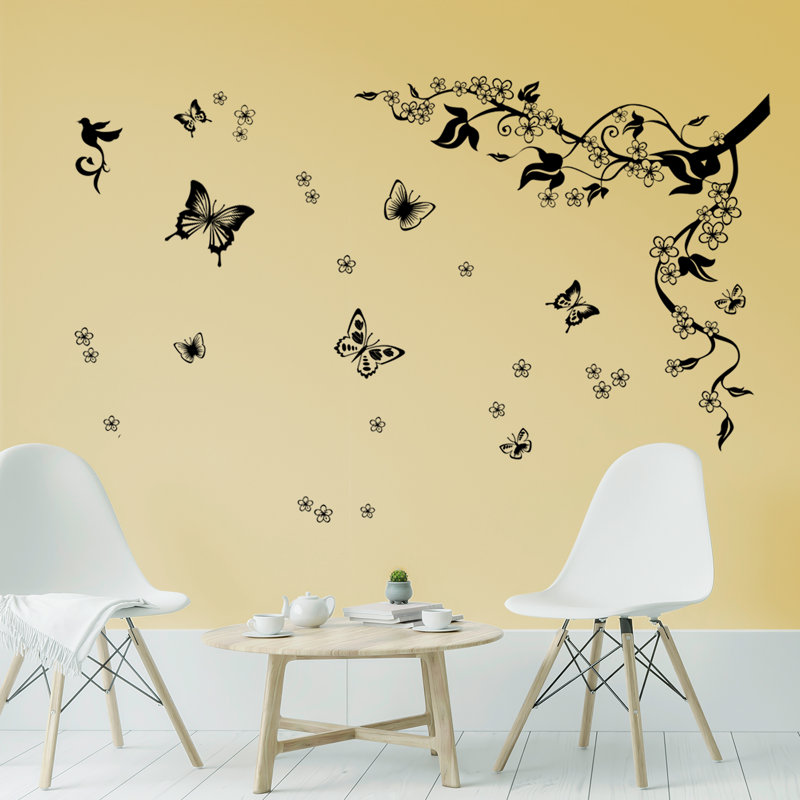 Butterfly Vine Art Floral Wall Sticker, Single