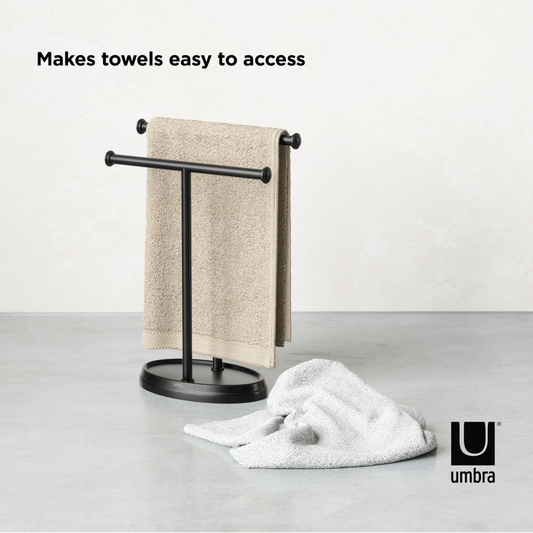 Basics Double-T Hand Towel and Accessories T-Shape Stand,  Nickel/White