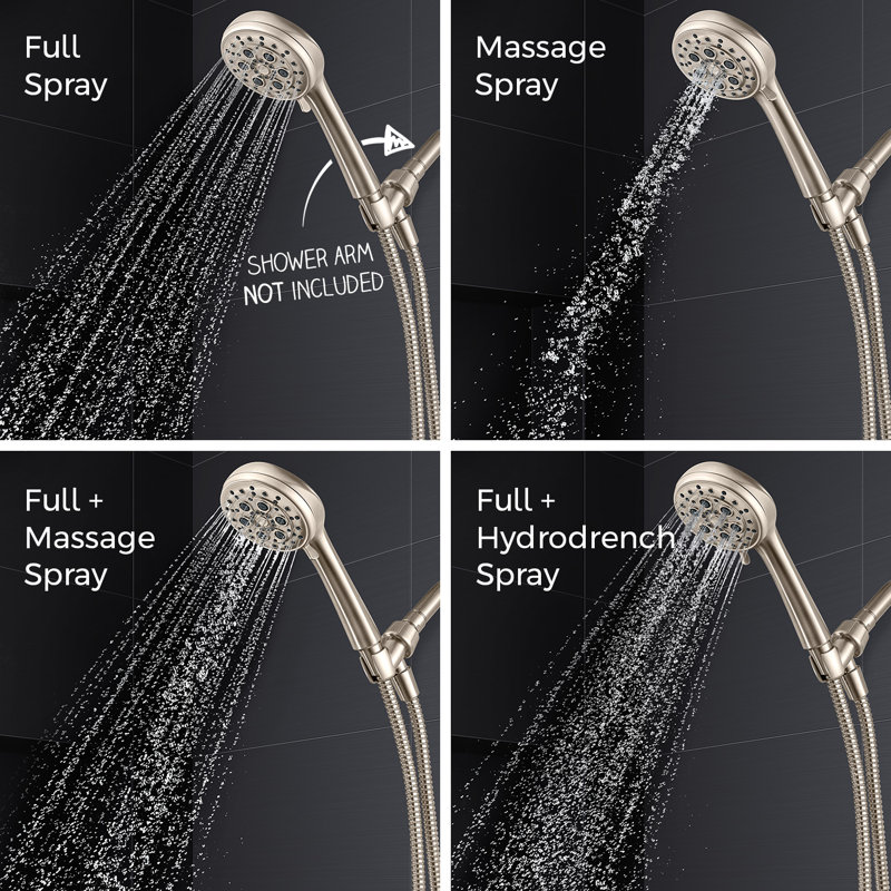 Vie Multi Function Handheld Shower Head, Brushed Nickel