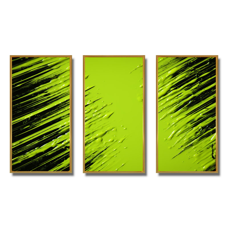 Collage tropical - Collages abstraits, art mural, Cadre flottant doré, H 28 po x l 36 po x P 1 po