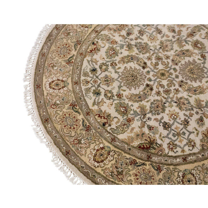 Tapis ivoire / beige / brun noué à la main de haute qualité