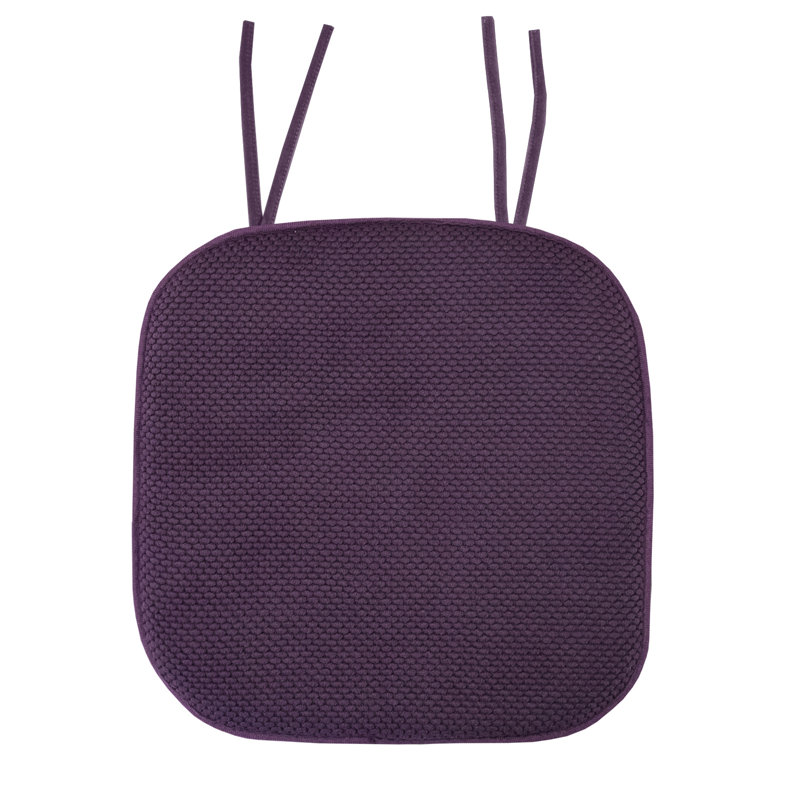 Honeycomb Memory Foam Non-Slip 16" x 16" Chair Cushion Pad with Ties, Eggplant, 2