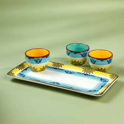 Zanzibar Ceramic Artisan Design Appetizer Serving Set