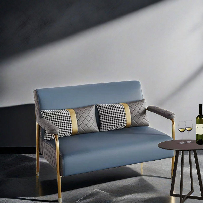 Banc rembourré en similicuir, Bleu