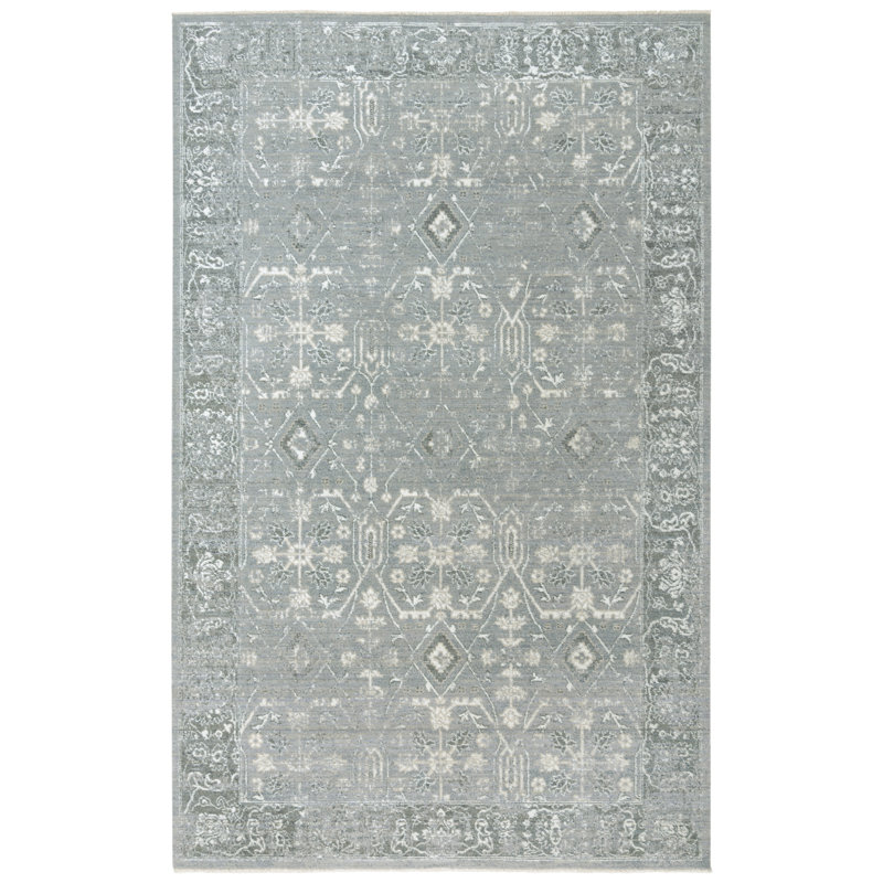 Tapis oriental en laine gris, Rectangulaire 8 pi x 10 pi