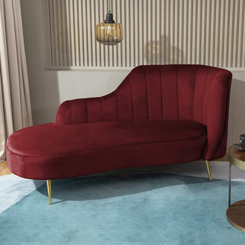 Chaise longue élégante, simple, moderne et créative, Orienté à droite, Rouge vin