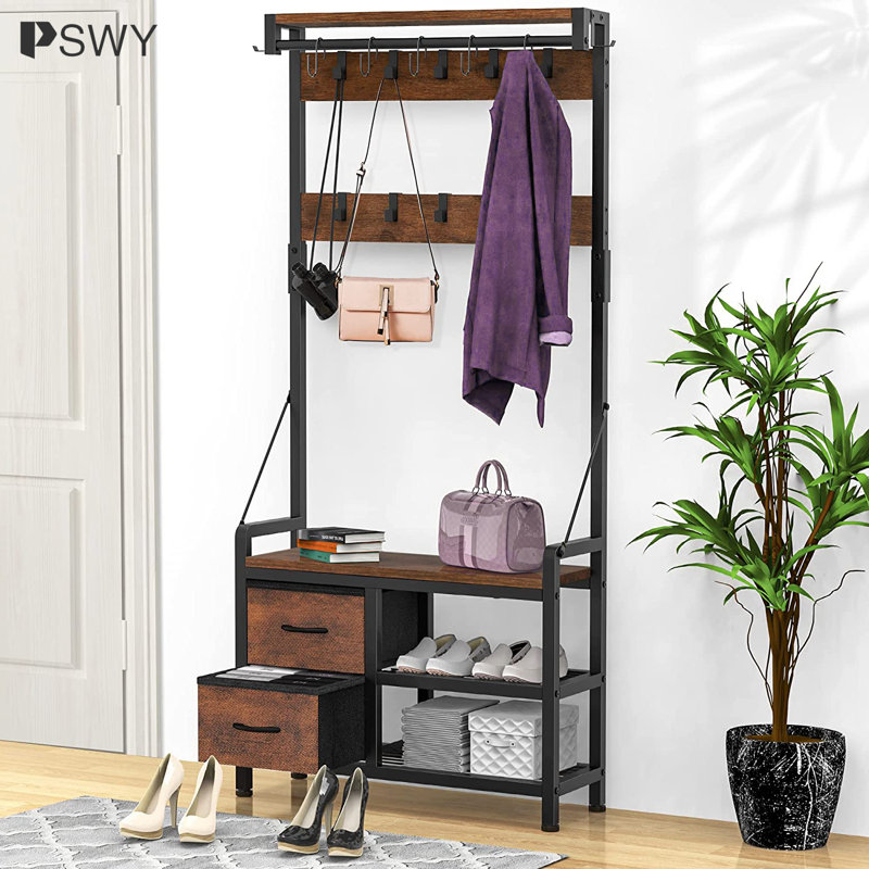 Hall Tree 31.5'' Wide with Bench and Shoe Storage