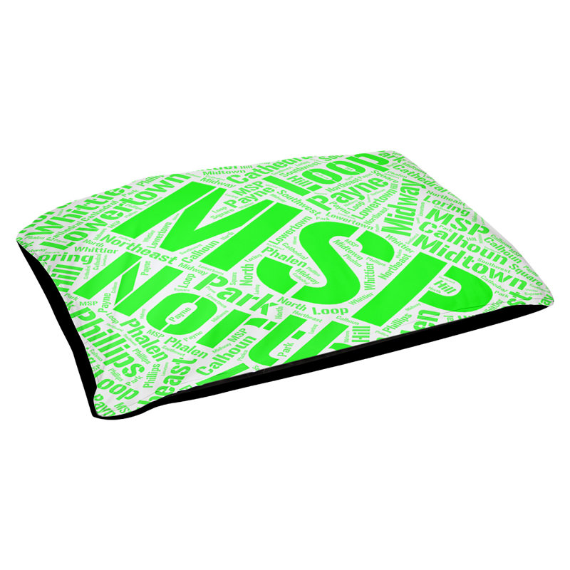 Coussin de chien « districts », Très grand (H 17 po x l 50 po x P 40 po), Vert, Minneapolis – Saint Paul