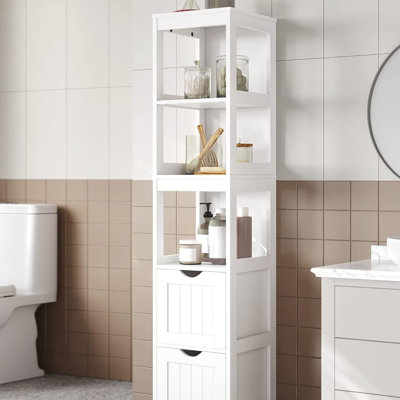 Solid Wood Freestanding Linen Cabinet